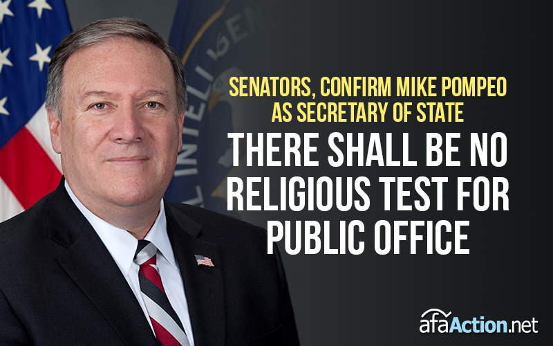 Democratic Senator attacking religious views of Secretary of State nominee, Mike Pompeo