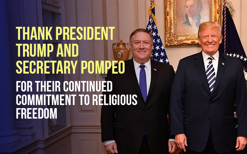 Thank Trump for his stand on religious freedom