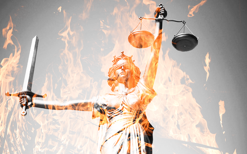 Burning Lady Justice at the Stake